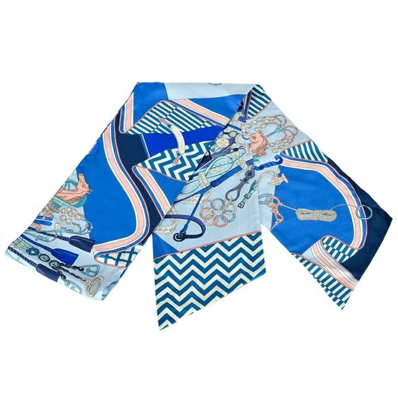 HERMES Blue Scarf - Picture 2 of 6